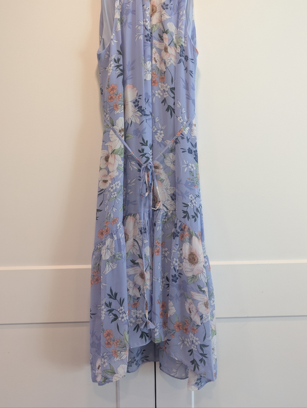 Eliza J Floral Maxi Lavender Floral Fit & Flare Halter Chiffon Dress Size 14 - Picture 4 of 12